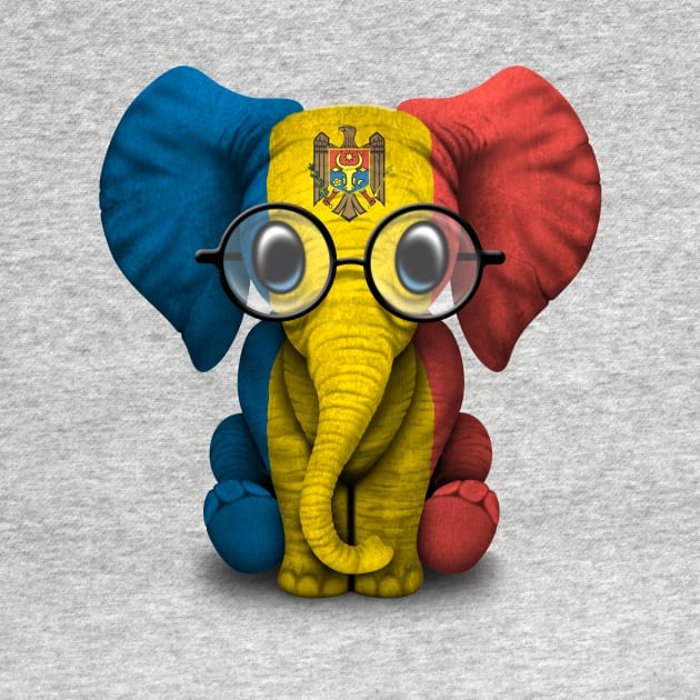 Baby Elephant with Glasses and Moldovan Flag by jeffbartels
